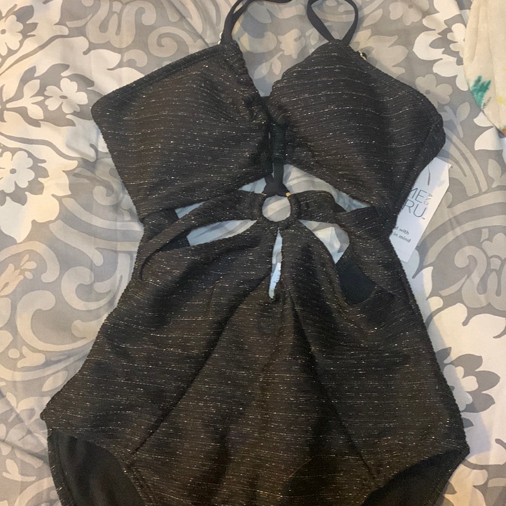 One piece half open back bathing suit